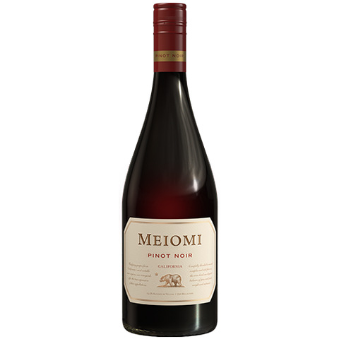 A bottle of 2022 Meiomi Pinot Noir California on a white background